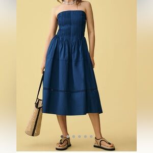 By Anthropologie Cotton Poplin Strapless
Midi Dress.